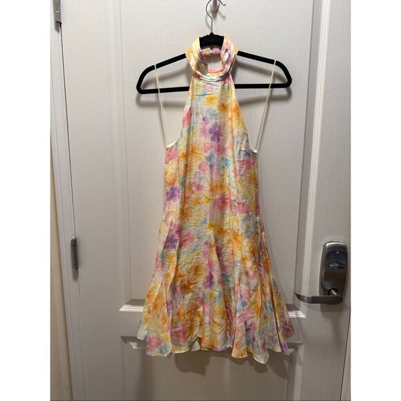 ASTR the label Sommar Floral Halter Mini Dress in Pink Floral size S NWT - Picture 5 of 7